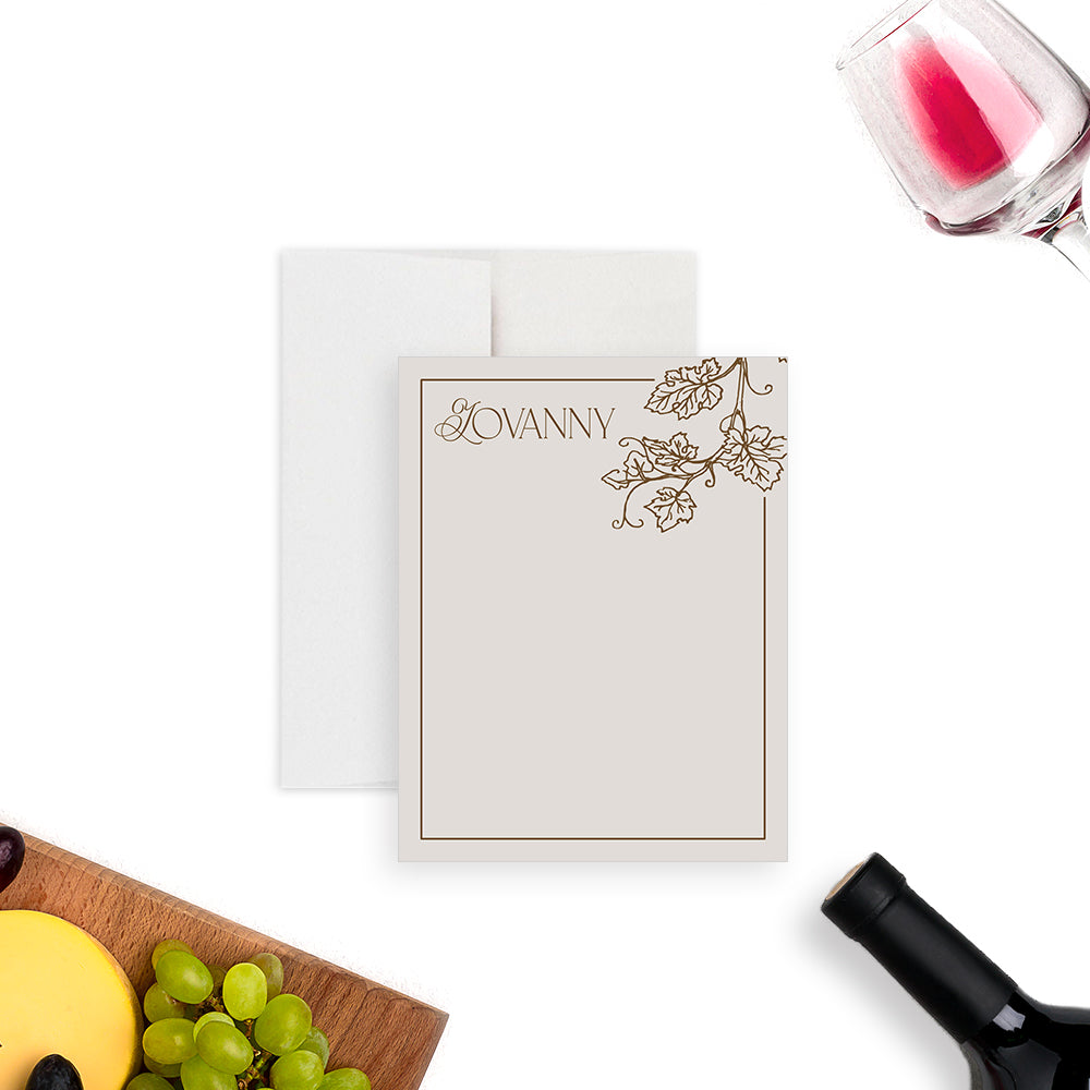 Elegant Vineyard Personalized Note Card Wine Theme Stationery
