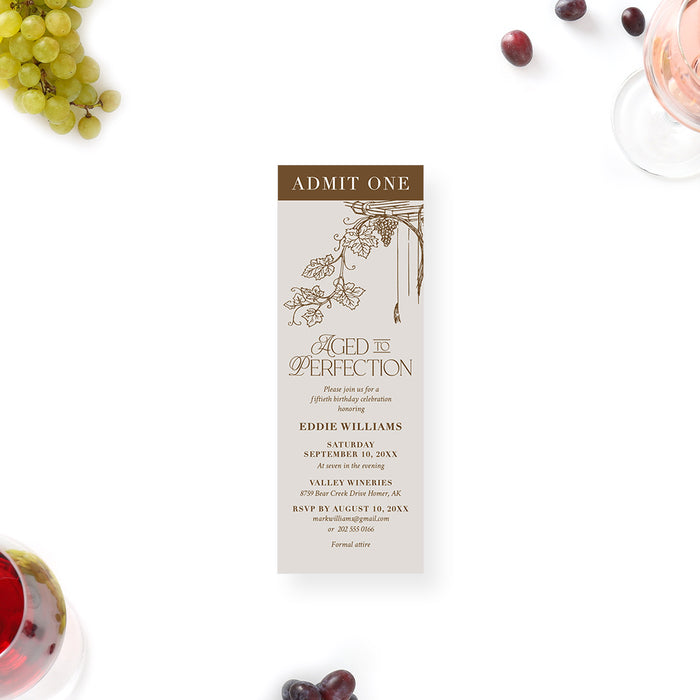 Aged to Perfection Invitation Elegant Wine Birthday Card