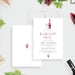 Elegant wine-themed bachelorette party invitation featuring a watercolor wine bottle and glass design-front-back