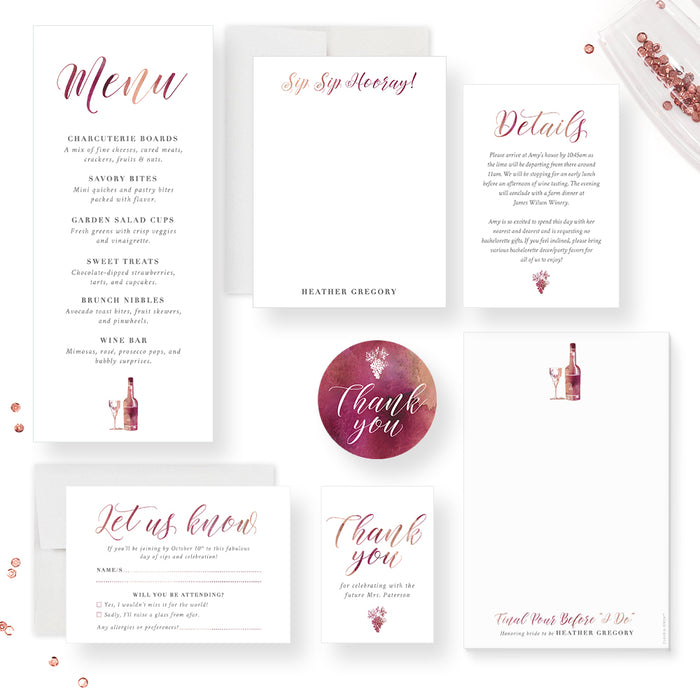 Wine Bachelorette Party Invitation Elegant Winery Celebration