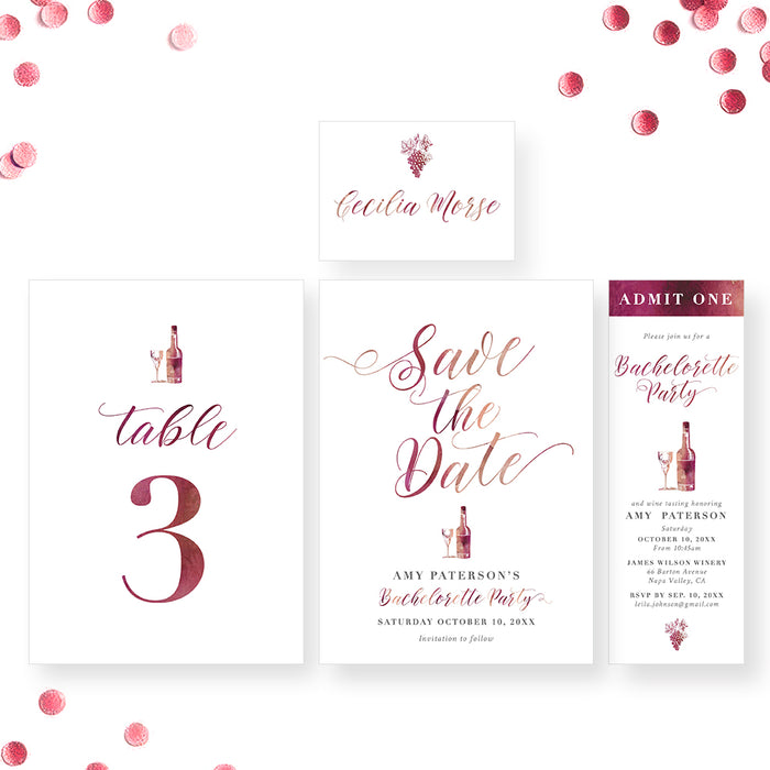 Wine Bachelorette Party Invitation Elegant Winery Celebration