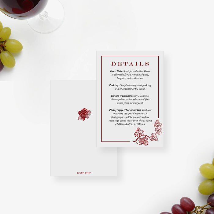 Elegant Wine Themed Anniversary Invitation Vineyard Party Card