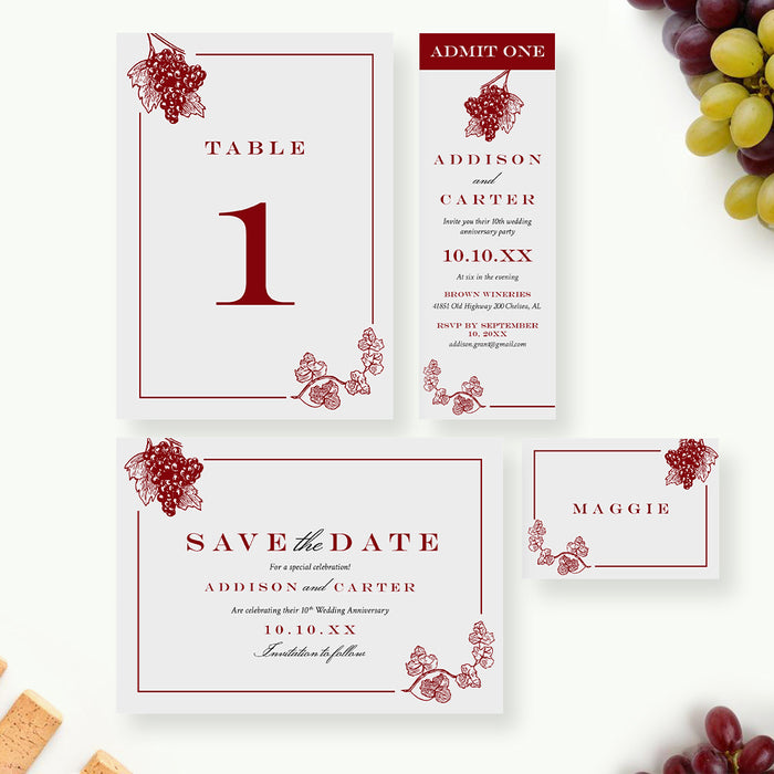 Elegant Wine Themed Anniversary Invitation Vineyard Party Card