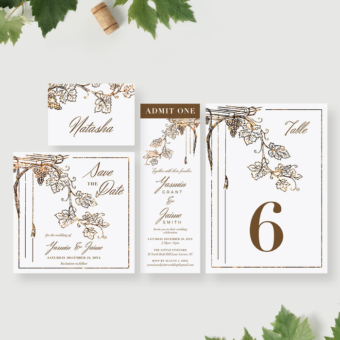 Elegant Vineyard Wedding Invitation Wine Theme Design