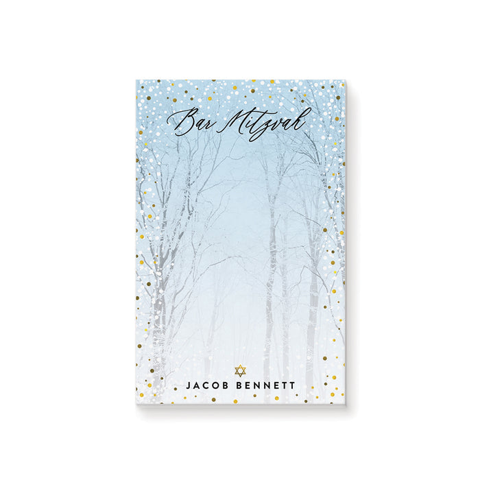 Winter Bar Mitzvah Invitation Snowy Forest Theme Card