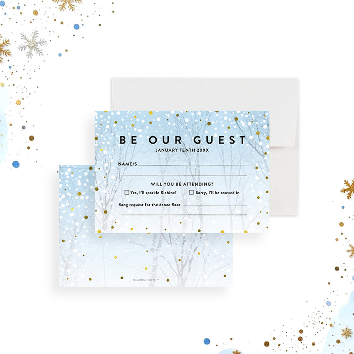 Winter Bar Mitzvah Invitation Snowy Forest Theme Card