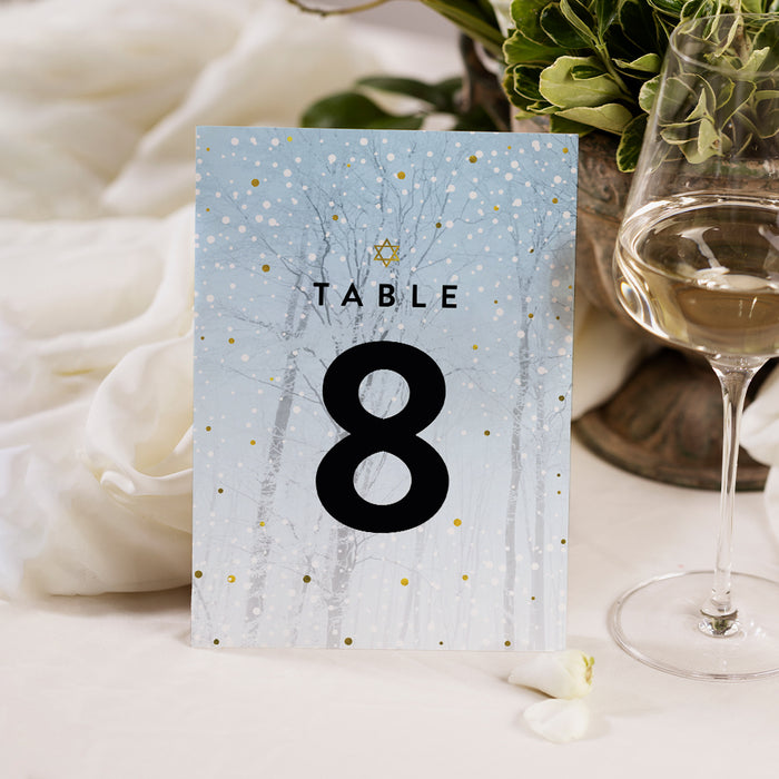 Winter Bar Mitzvah Invitation Snowy Forest Theme Card