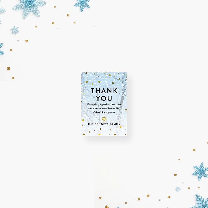 Winter Bar Mitzvah Invitation Snowy Forest Theme Card