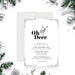 Oh Deer New Year’s Eve party invitation with silver deer illustration and festive winter design-front