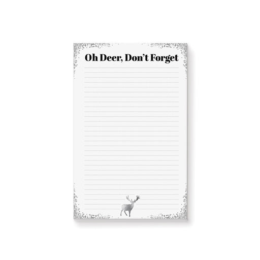 winter-themed notepad with deer illustration and silver accents for holiday notes and lists