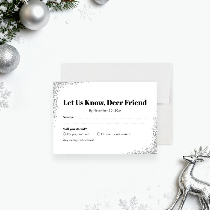 Winter Deer Holiday Party Invitation New Years Eve Invite