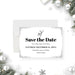 elegant New Year’s Eve save the date card with festive reindeer winter holiday design-front