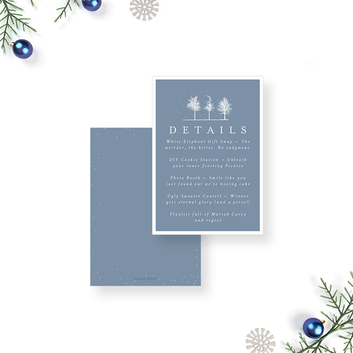 Winter Holiday Party Invitation Snowy Tree Christmas Party Invitation