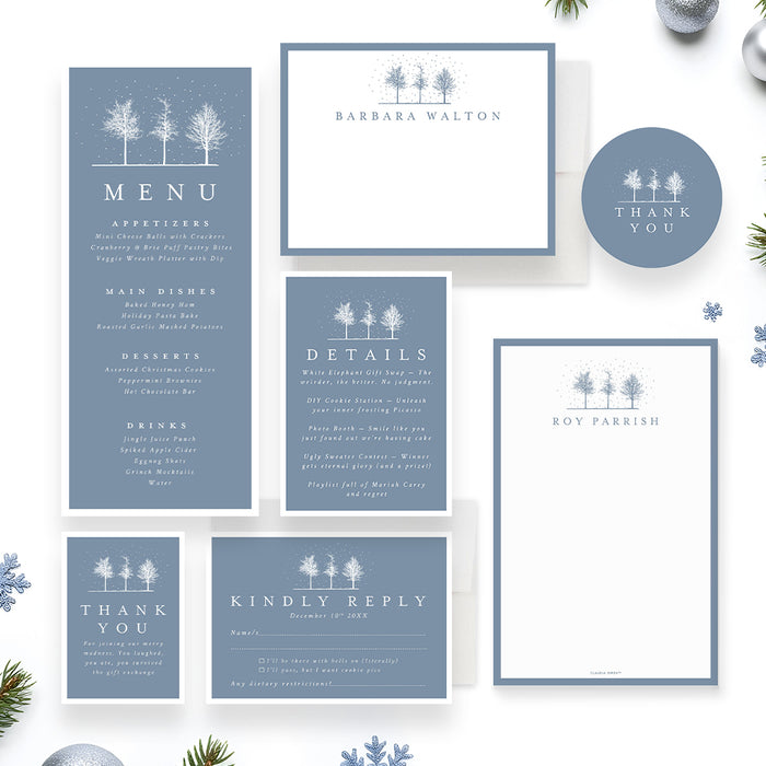 Winter Holiday Party Invitation Snowy Tree Christmas Party Invitation