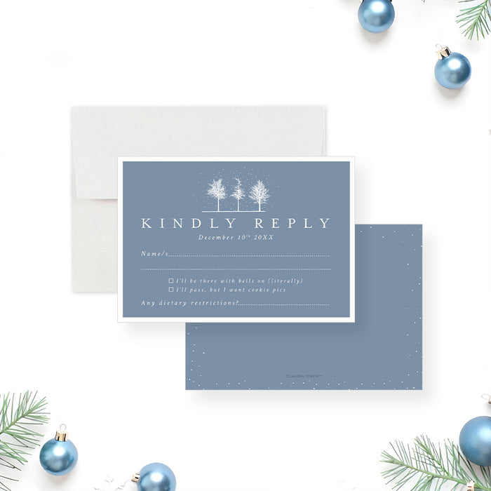Winter Holiday Party Invitation Snowy Tree Christmas Party Invitation