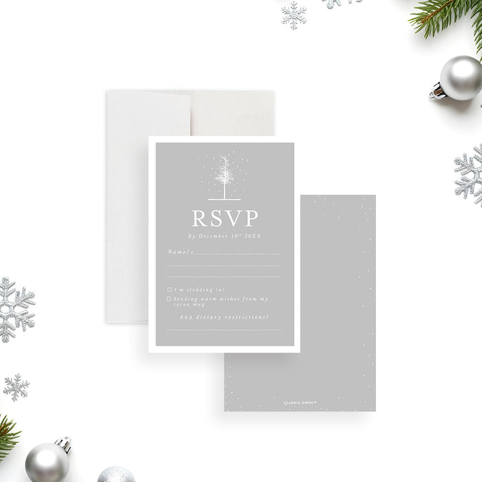 Winter Wonderland Party Invitation Snowy Tree Holiday Event