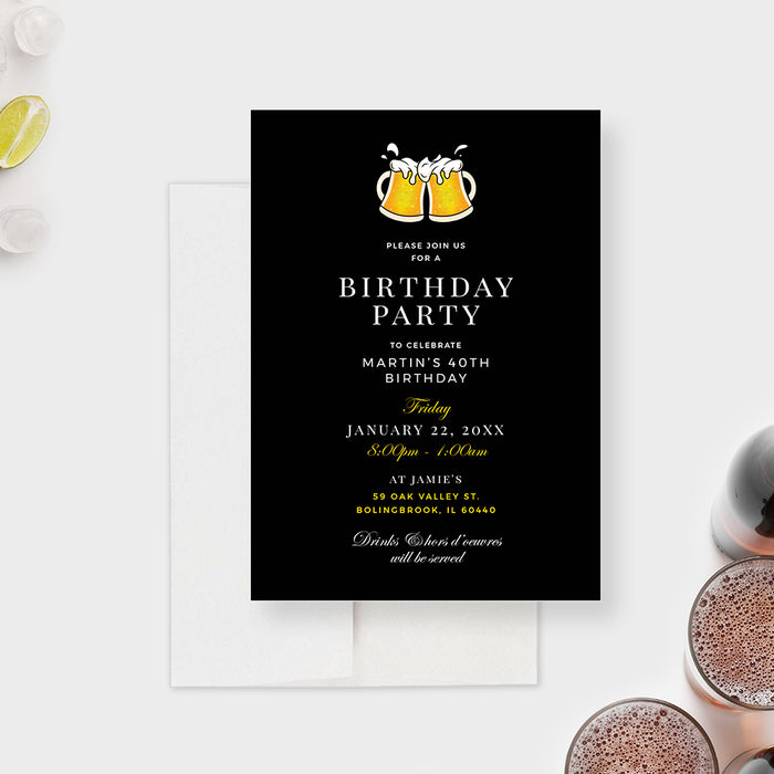 Beer Birthday Party Invitation Edit Yourself Template, Cheers and Beers Digital Download 21st 30th 40th 50th, Mens Editable Invitation
