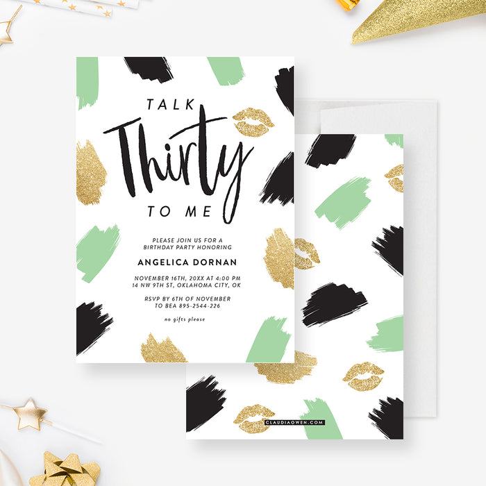 Talk Thirty to Me Birthday Party Invitation Card, 30th Birthday Invites, Unique Birthday Invitations for Women, Turning Thirty Birthday Invite Cards, Talk 30 To Me