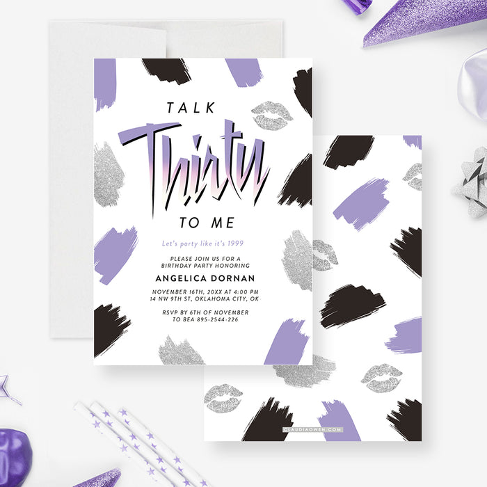 Personalized 30th Birthday Party Invitation Card, Talk Thirty to Me Birthday, Unique 80s Themed Birthday Invites for Women, Turning 30 Birthday Invite Cards, Talk 30 to Me