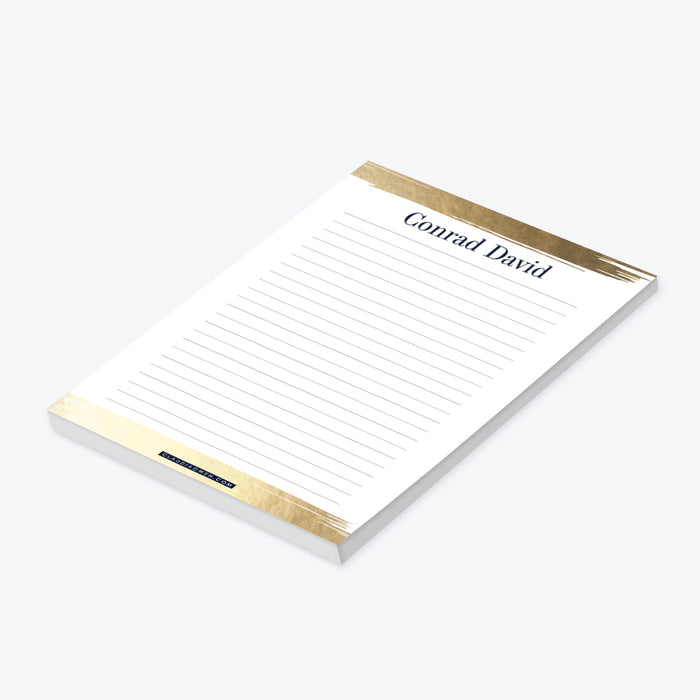 Elegant Personalized Notepad in White and Navy Blue