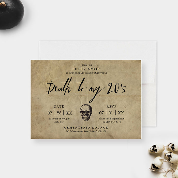 Personalized Death to My 20s Invitation, Customizable Design 30rth Birthday Invites for Men and Women, Death Party RIP 20’s Birthday Invitation Printable Cards, Funeral For My Youth Cards