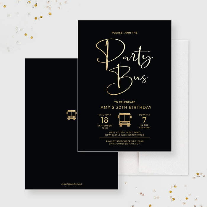 Party Bus Invitation, Adult Birthday Party Invitation, Birthday Party Bus Theme Invites, 21st 30th 40th Birthday, Pub Crawl Party Cards, Bar Hop Invites