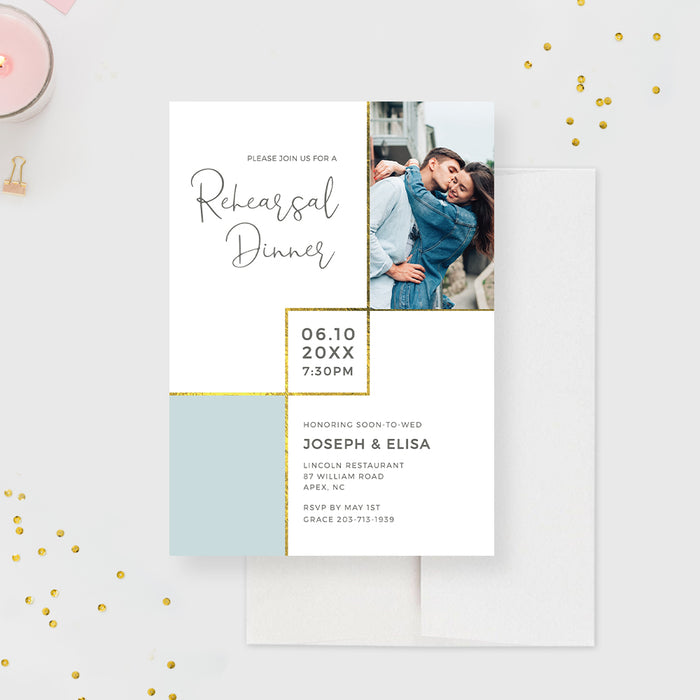 Simple Wedding Rehearsal Dinner Photo Card Editable Template, Wedding Anniversary Party Invites, Save the Date Instant Digital Download
