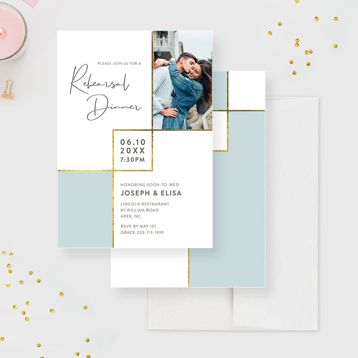 Modern Rehearsal Dinner Invitation with Photo, Wedding Rehearsal Lunch Party Invites, Vow Renewal Invitation Card, Wedding Anniversary Invitation with Picture