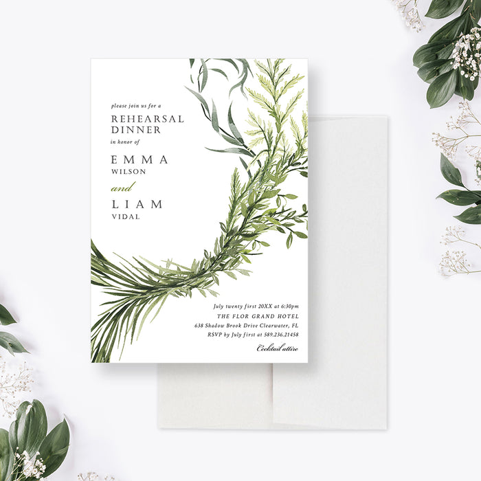 Garden Rehearsal Dinner Invitation, Nature Theme Wedding Anniversary Party Invites, Greenery Bridal Shower Lunch, Personalized Vow Renewal Cards