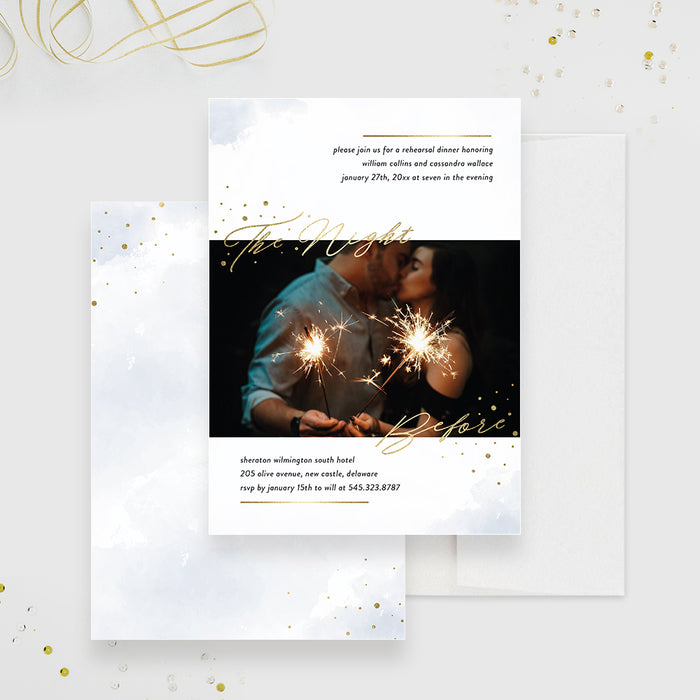 The Night Before Rehearsal Dinner Party Invitation with Photo, Romantic Wedding Dinner Invitation with Picture, Bridal Party Invites, Before We Do Wedding Dinner