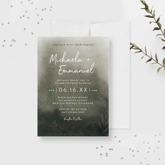 Enchanted Forest Wedding Reception Invitation, Foggy Green Anniversary Invite, Misty Green Engagement Party, Custom Vow Renewal Rehearsal Dinner Invite Card
