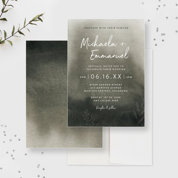 Enchanted Forest Wedding Reception Invitation, Foggy Green Anniversary Invite, Misty Green Engagement Party, Custom Vow Renewal Rehearsal Dinner Invite Card