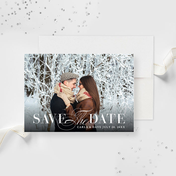 Modern Wedding Save the Date Card with Photo, Elegant Birthday Photo Save the Date, Simple Save the Date Cards with Picture, Personalized Minimalist Save the Dates