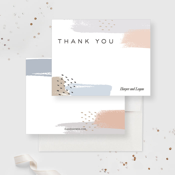 Abstract Wedding Thank You Cards, Modern Art Bridal Shower Thank You Notes, Custom Business Thank You Note Cards, Artistic Thank You Cards