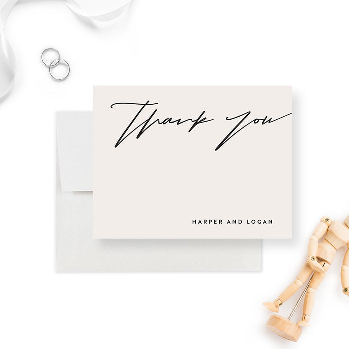Classic Wedding Thank You Cards, Minimalist White Thank You Notes, Personalized Elegant Modern Anniversary Party Thank You Note, Simple Thank You Note Card