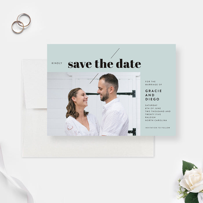 Modern Wedding Save the Date with Photo, Minimalist Birthday Photo Save the Date Card, Simple Save the Dates, Personalized Save Our Date Cards