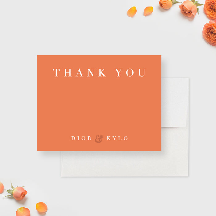 Modern Minimalist Wedding Thank You Cards, Chic Red Burnt Orange Thank You Notes, Classy Anniversary Party Thank You Note, Simple Thank You Note Card