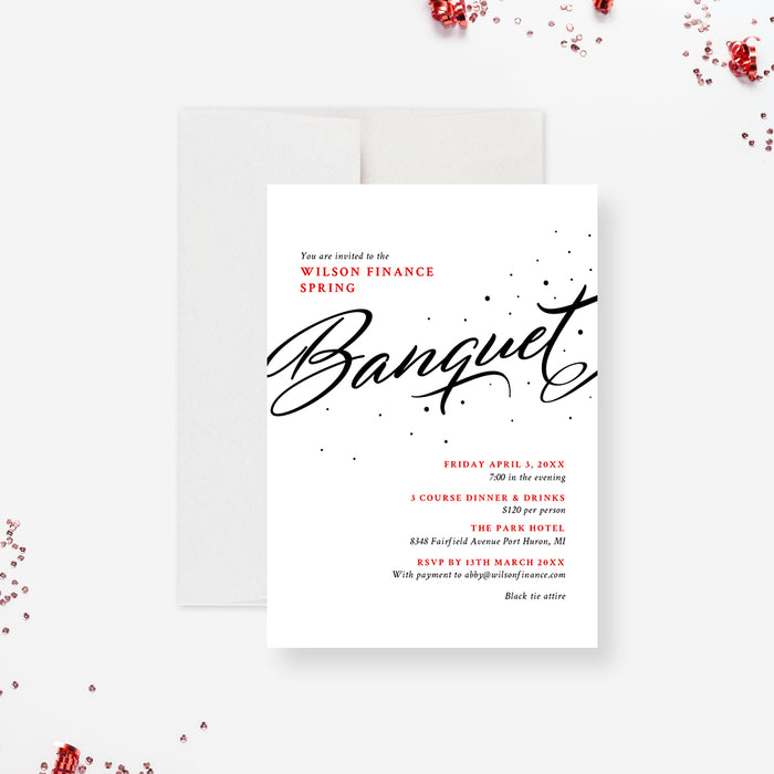 Minimalist Banquet Invitation, Business Dinner Invite, Modern Corporate Party Invites, Classic White Company Event Invite Cards, Work Function