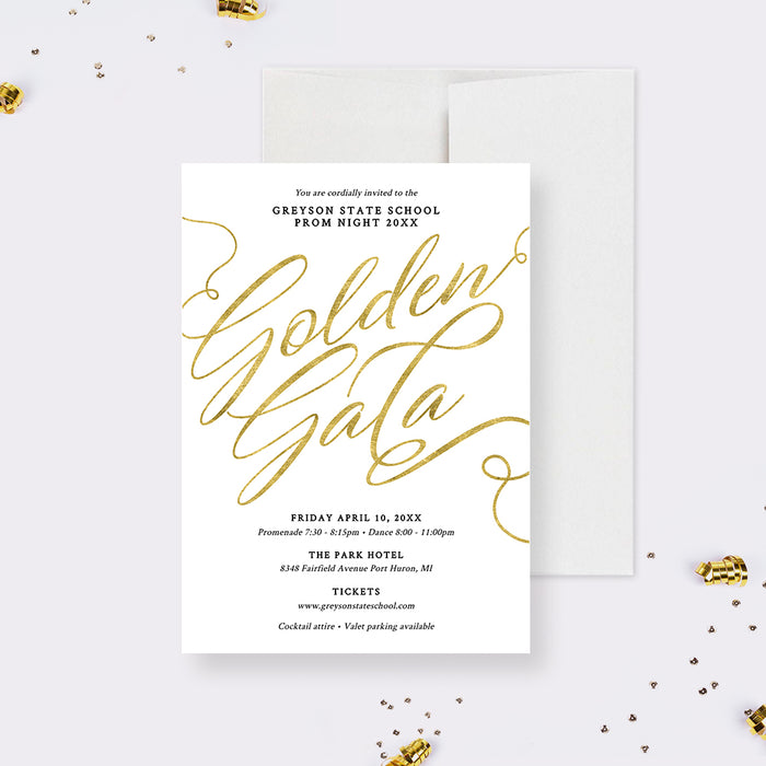 Golden Gala Invitation Template, Elegant Gala Night Invite Digital Download, Prom Invitation in White and Gold, Modern Classy Business Event Invitation Instant Download