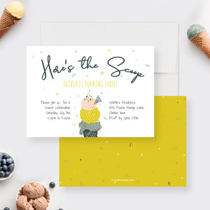 Here's The Scoop Editable Invitation Template, Ice Cream Birthday Invi ...