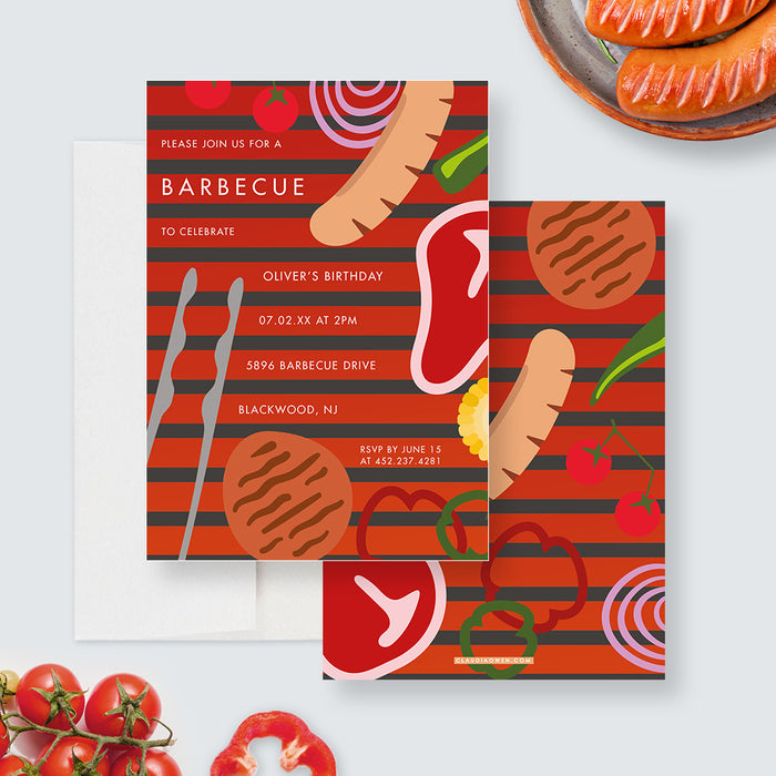 Barbecue Party Invitation, Backyard Bash BBQ Party Invitations, Grill and Chill Invites, Cookout Invite Cards, Summer Birthday Party for Adult and Kids, 4th of July Party