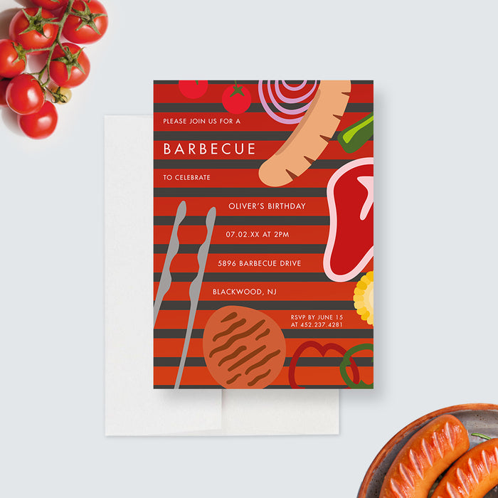 Barbecue Party Invitation, Backyard Bash BBQ Party Invitations, Grill and Chill Invites, Cookout Invite Cards, Summer Birthday Party for Adult and Kids, 4th of July Party