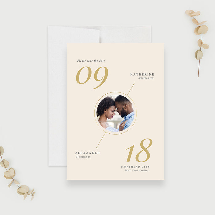 Elegant Modern Wedding Save the Date with Photo, Neutral Beige Birthday Photo Save the Date Card, Minimalist Save the Dates, Custom Simple Save Our Date Cards