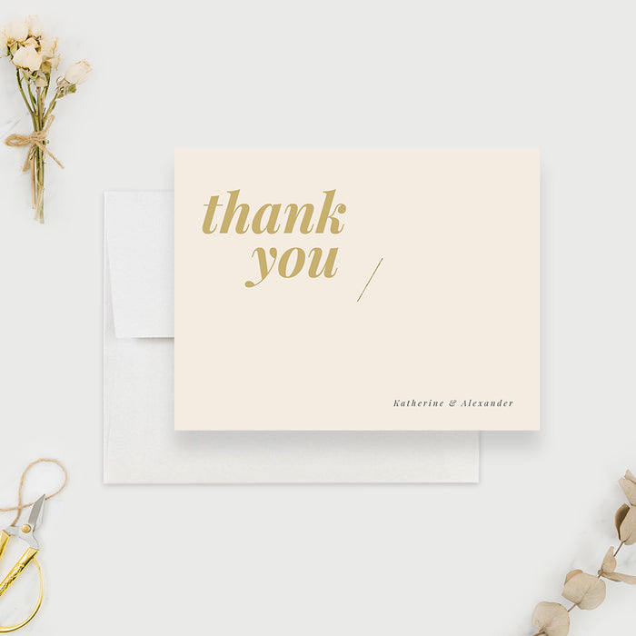 Minimalist Beige Wedding Thank You Cards, Simple and Modern Thank You Notes, Elegant Anniversary Party Thank You Note, Neutral Color Thank You Note Card