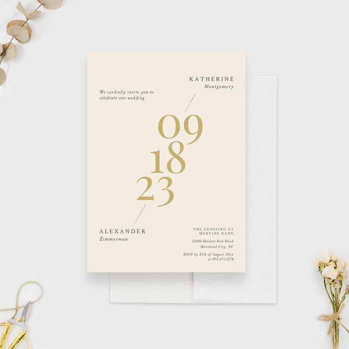 Modern Cream Colored Wedding Invitations, Elegant Minimalist Anniversary Party Invite, Beige Engagement Party Invites, Personalized Neutral Color Rehearsal Dinner Cards