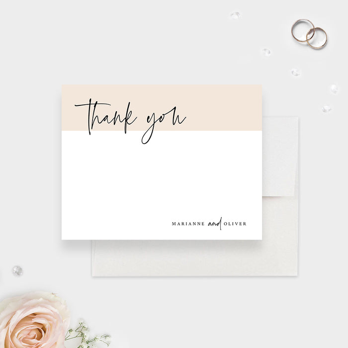 Brown and White Wedding Thank You Cards, Simple Thank You Notes, Minimalist Anniversary Party Thank You Note, Personalized Romantic Thank You Note Card