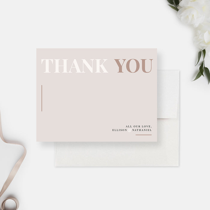 Wedding Thank You Cards, Personalized Anniversary Party Thank You Note, Custom Minimalist Birthday Thank You Note Card, Stationery for Couples
