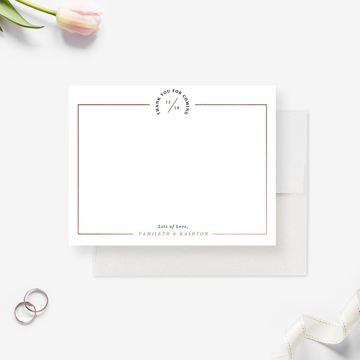 Modern Minimalist Wedding Thank You Notes, Unique Thank You Cards, Anniversary Party Thank You Note Card with Maroon Red Border, Chic Thank You Gifts