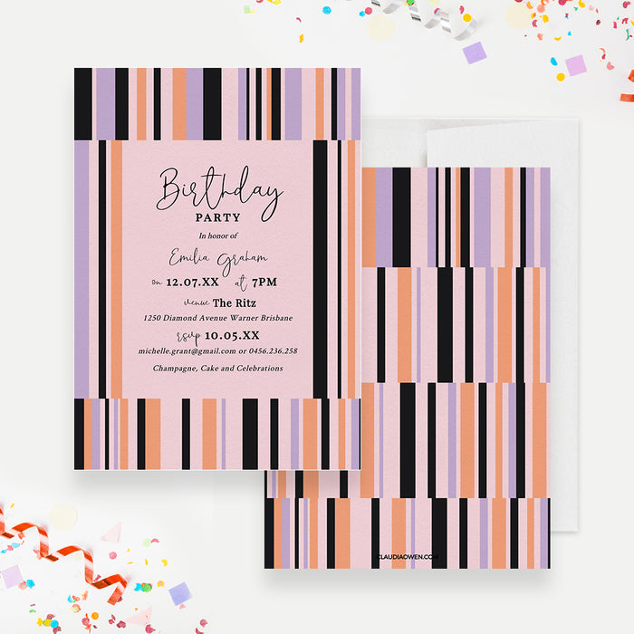 Colorful Birthday Invitation Template, Artistic Geometric Invites Digital Download, 21st 30th 40th 50th Birthday Invitation, Art Gallery Opening Printable Invites