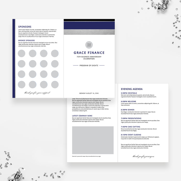 Event Program Folded Personalized Business Program Template, Business Anniversary Event Pro